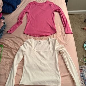 Pink and Cream Long Sleeve Tops